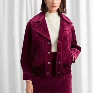 & other stories quilted velour bomber jacket